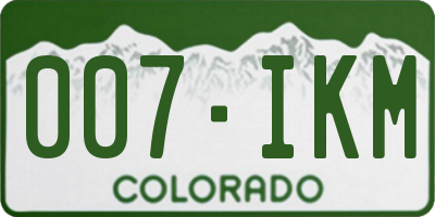 CO license plate 007IKM