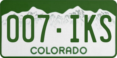 CO license plate 007IKS