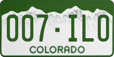 CO license plate 007ILO