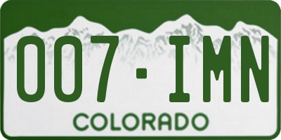 CO license plate 007IMN
