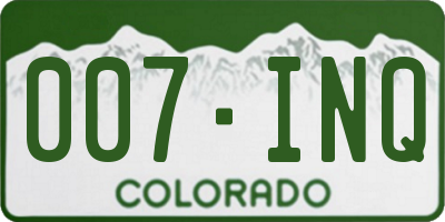 CO license plate 007INQ