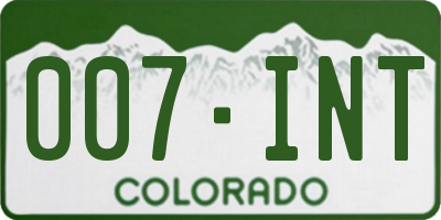 CO license plate 007INT