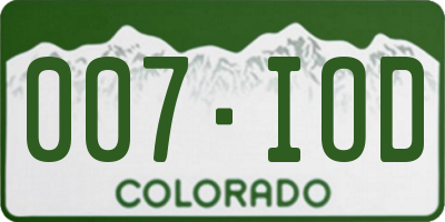 CO license plate 007IOD