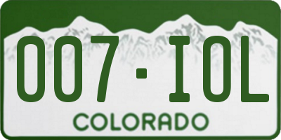 CO license plate 007IOL