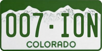 CO license plate 007ION