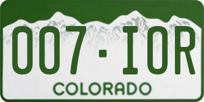 CO license plate 007IOR