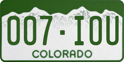 CO license plate 007IOU