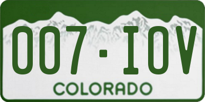 CO license plate 007IOV