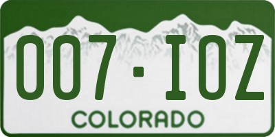 CO license plate 007IOZ
