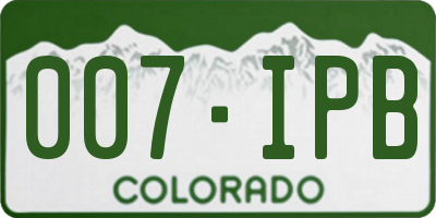 CO license plate 007IPB