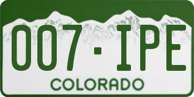 CO license plate 007IPE