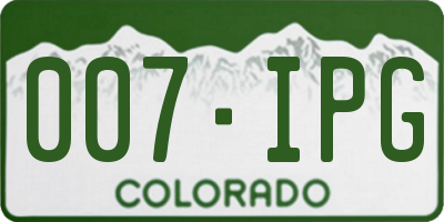 CO license plate 007IPG