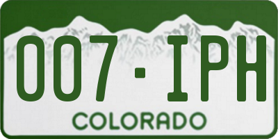 CO license plate 007IPH