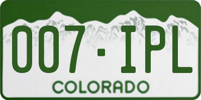 CO license plate 007IPL