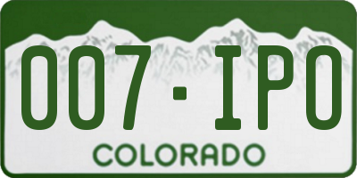 CO license plate 007IPO