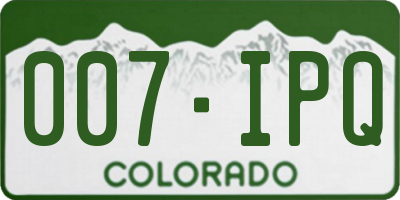 CO license plate 007IPQ