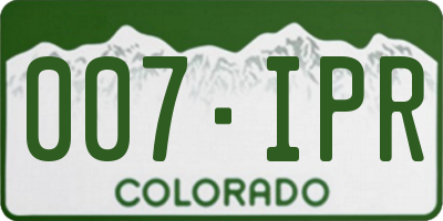 CO license plate 007IPR