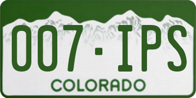 CO license plate 007IPS