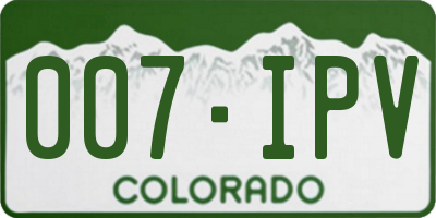 CO license plate 007IPV