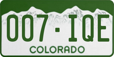 CO license plate 007IQE