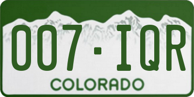 CO license plate 007IQR