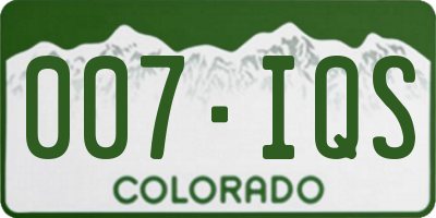 CO license plate 007IQS