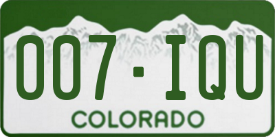 CO license plate 007IQU