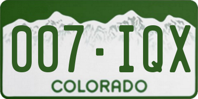 CO license plate 007IQX