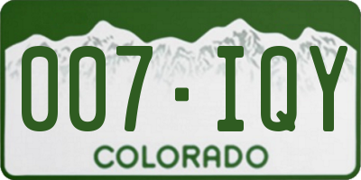 CO license plate 007IQY