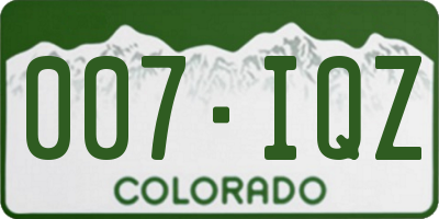 CO license plate 007IQZ