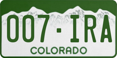 CO license plate 007IRA