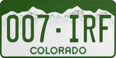 CO license plate 007IRF