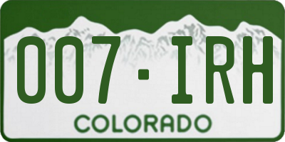 CO license plate 007IRH