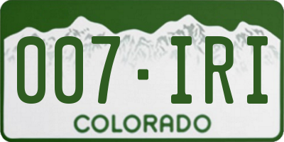 CO license plate 007IRI