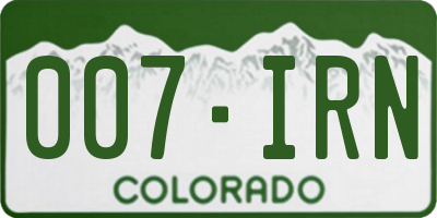 CO license plate 007IRN