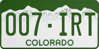 CO license plate 007IRT