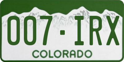 CO license plate 007IRX