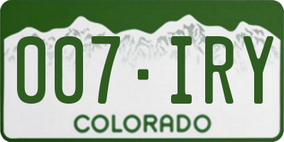 CO license plate 007IRY