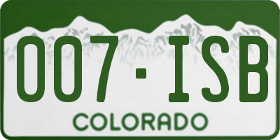 CO license plate 007ISB