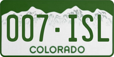 CO license plate 007ISL