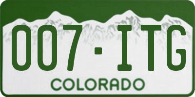 CO license plate 007ITG