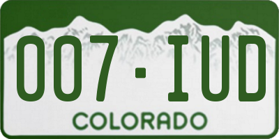 CO license plate 007IUD