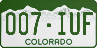 CO license plate 007IUF