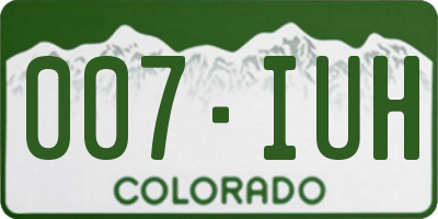 CO license plate 007IUH