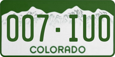 CO license plate 007IUO
