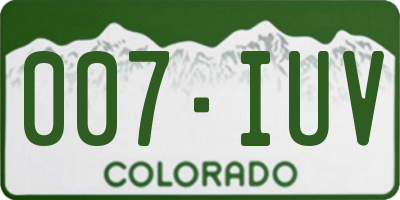CO license plate 007IUV