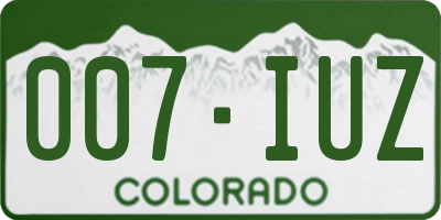 CO license plate 007IUZ