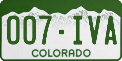 CO license plate 007IVA