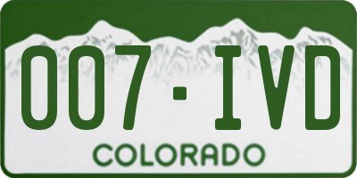 CO license plate 007IVD