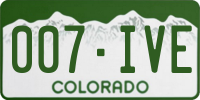 CO license plate 007IVE